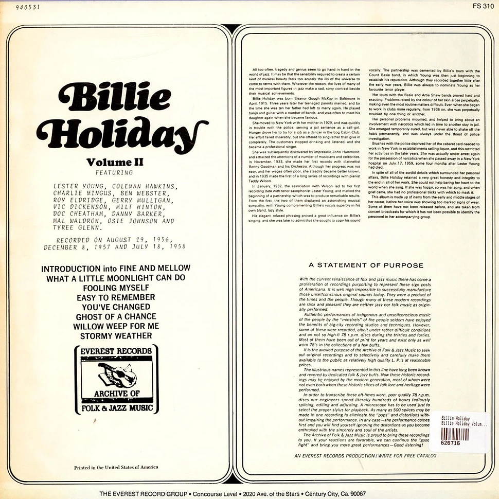Billie Holiday - Billie Holiday Volume II