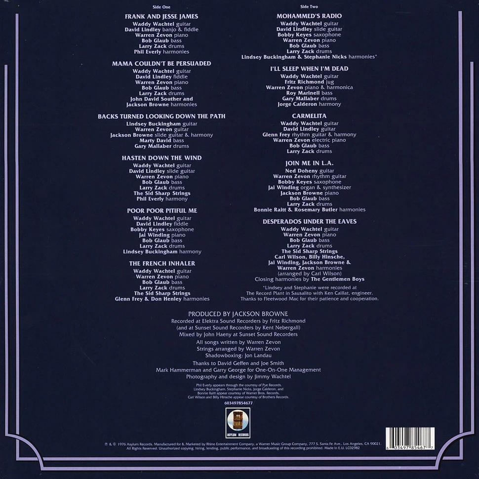 Warren Zevon - Warren Zevon Black Vinyl Edition