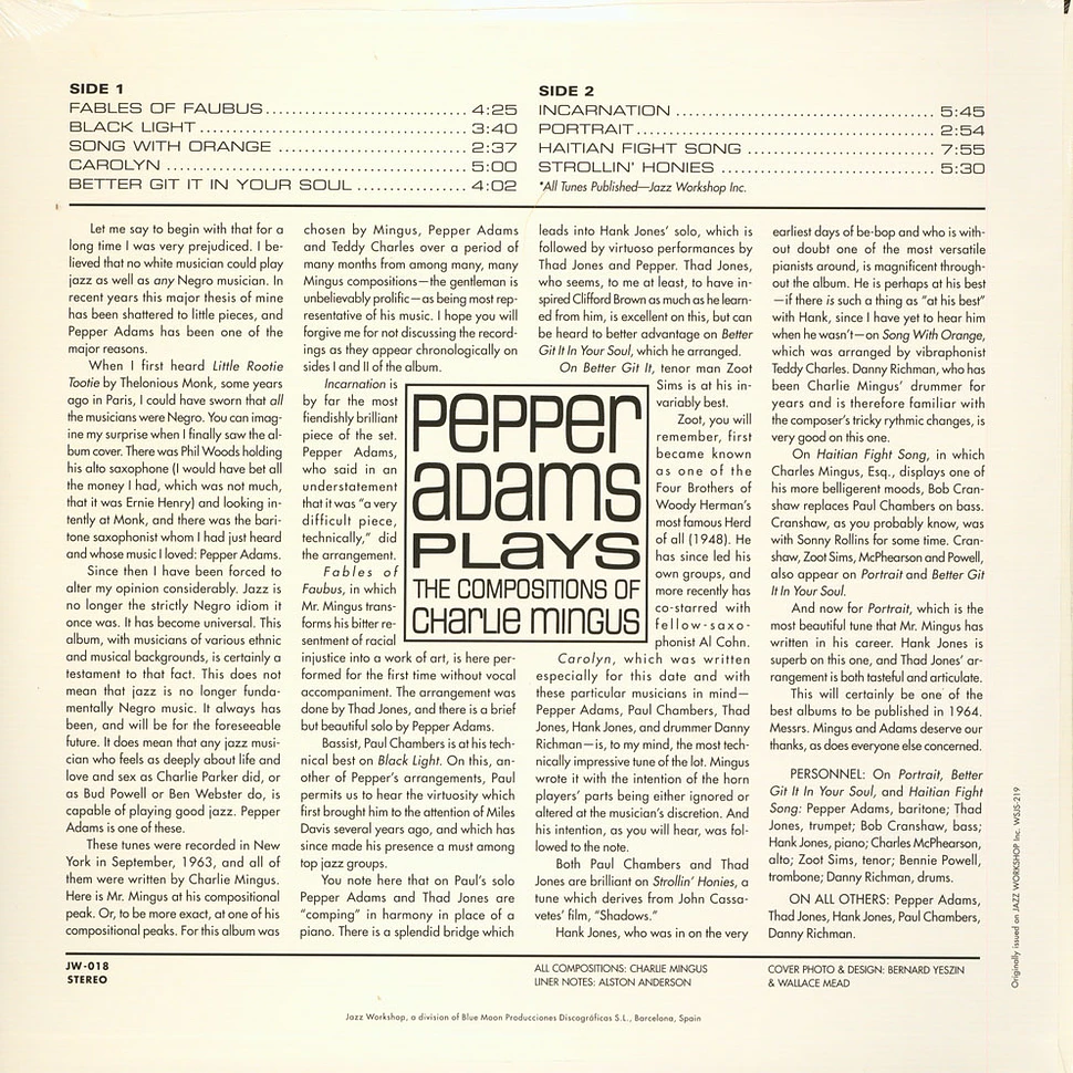 Pepper Adams - Plays The Compositions Of Charlie Mingus