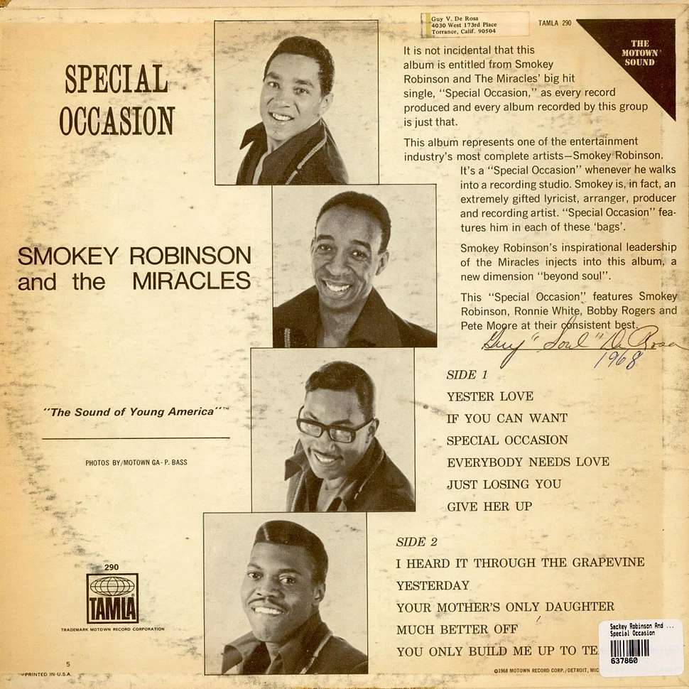 Smokey Robinson And The Miracles - Special Occasion