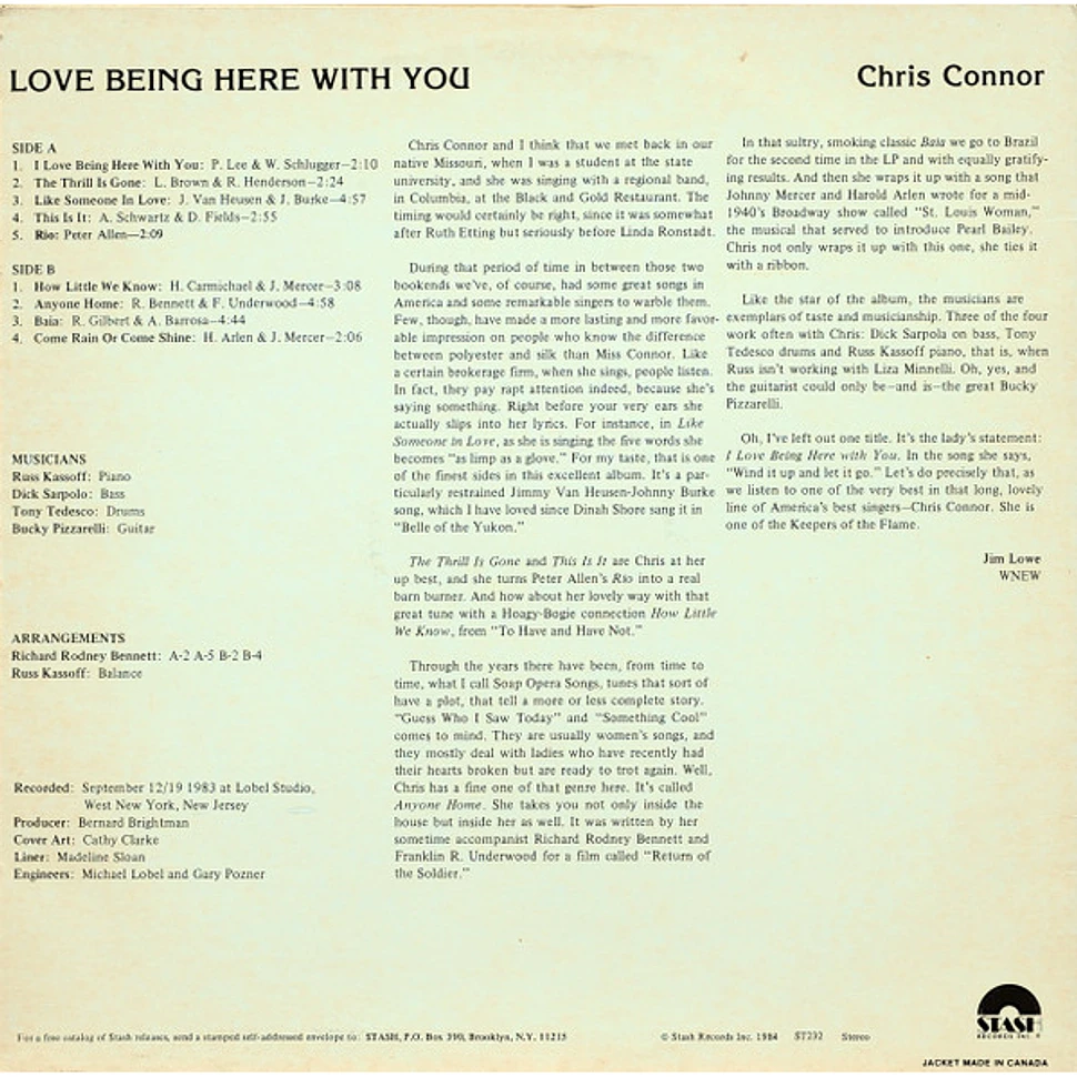 Chris Connor - Love Being Here With You