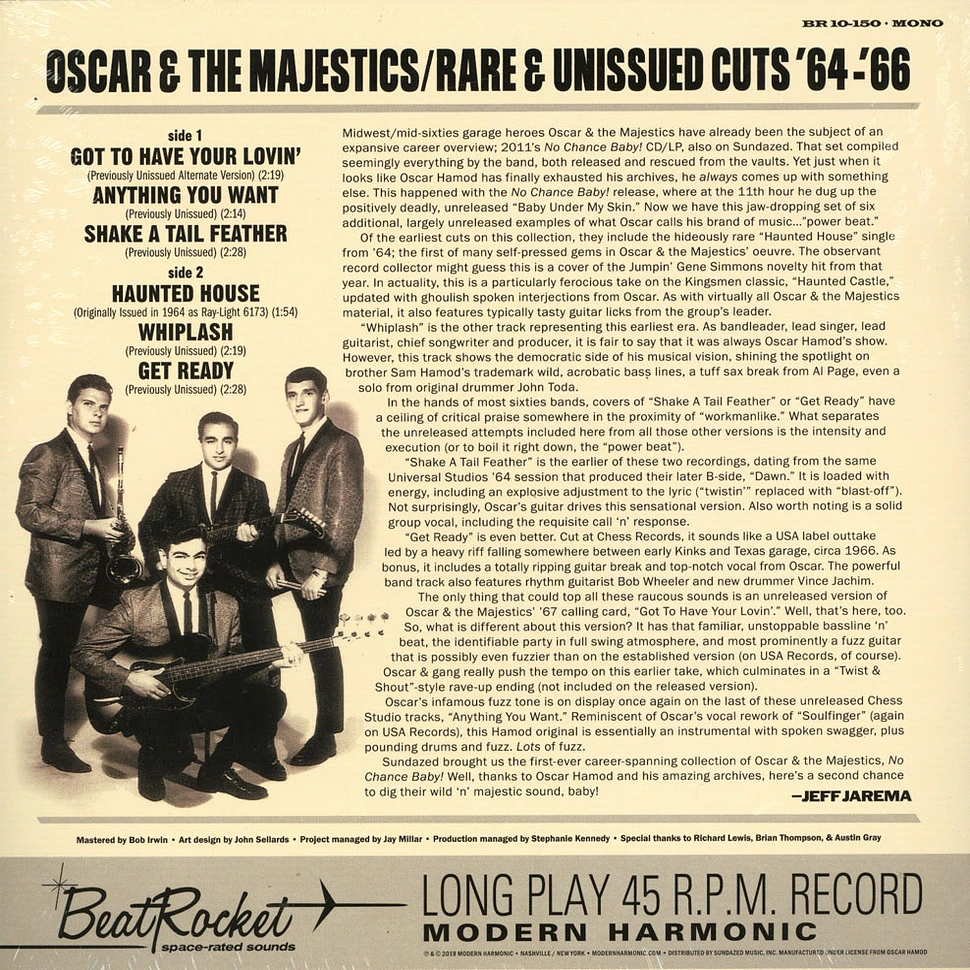 Oscar & The Majestics - Rare & Unissued Cuts '64-'66 Record Store Day 2019 Edition