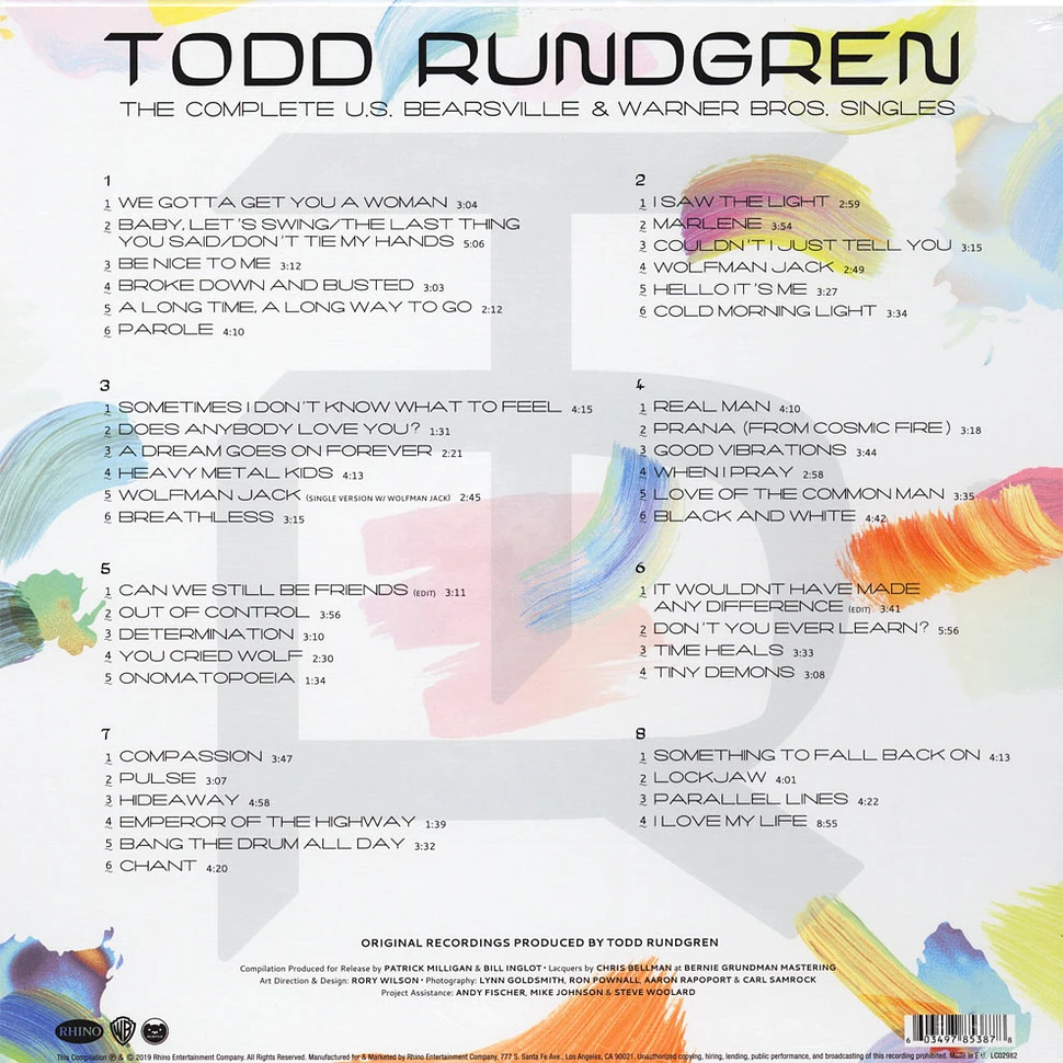 Todd Rundgren - The Complete U.S. Bearsville & Warner Bros. Singles Colored Vinyl Record Store Day 2019 Edition