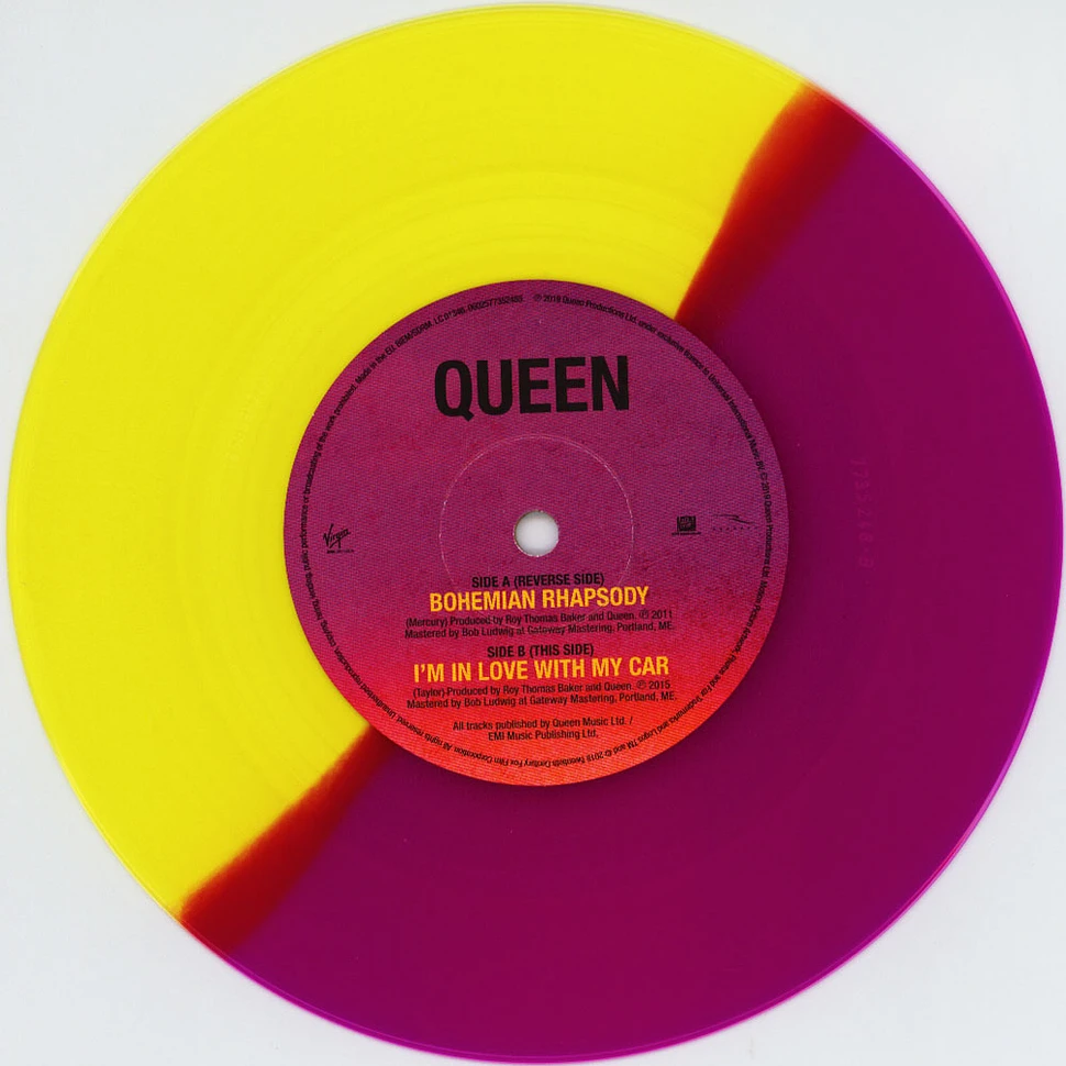 Queen - Bohemian Rhapsody / I'm In Love With My Car (Remastered 2011) Colored Vinyl Record Store Day 2019 Edition