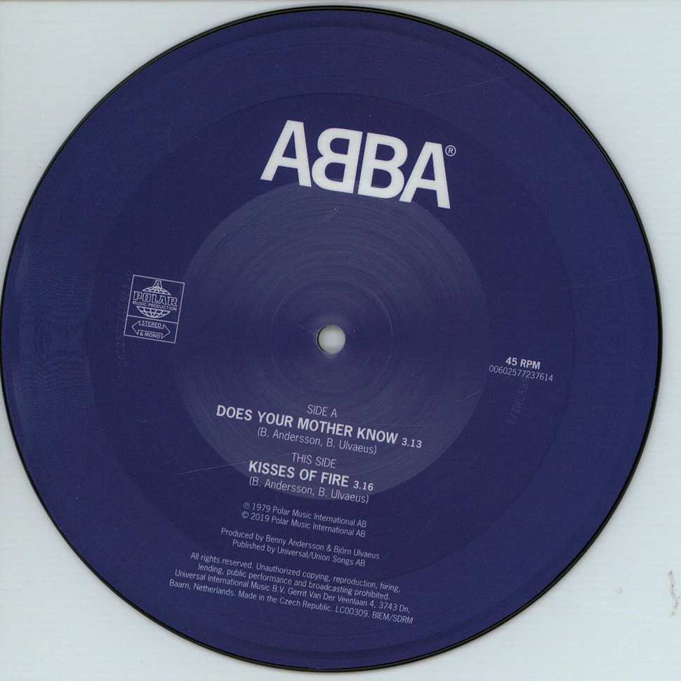 ABBA - Does Your Mother Know Limited 7" Picture Disc Edition