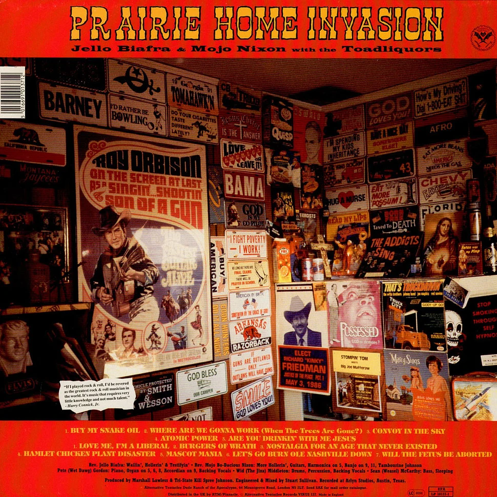 Jello Biafra With Mojo Nixon & The Toadliquors - Prairie Home Invasion