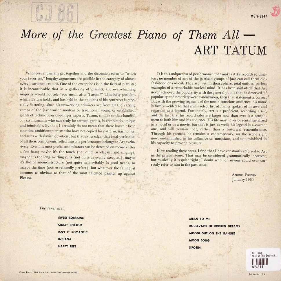 Art Tatum - More Of The Greatest Piano Of Them All