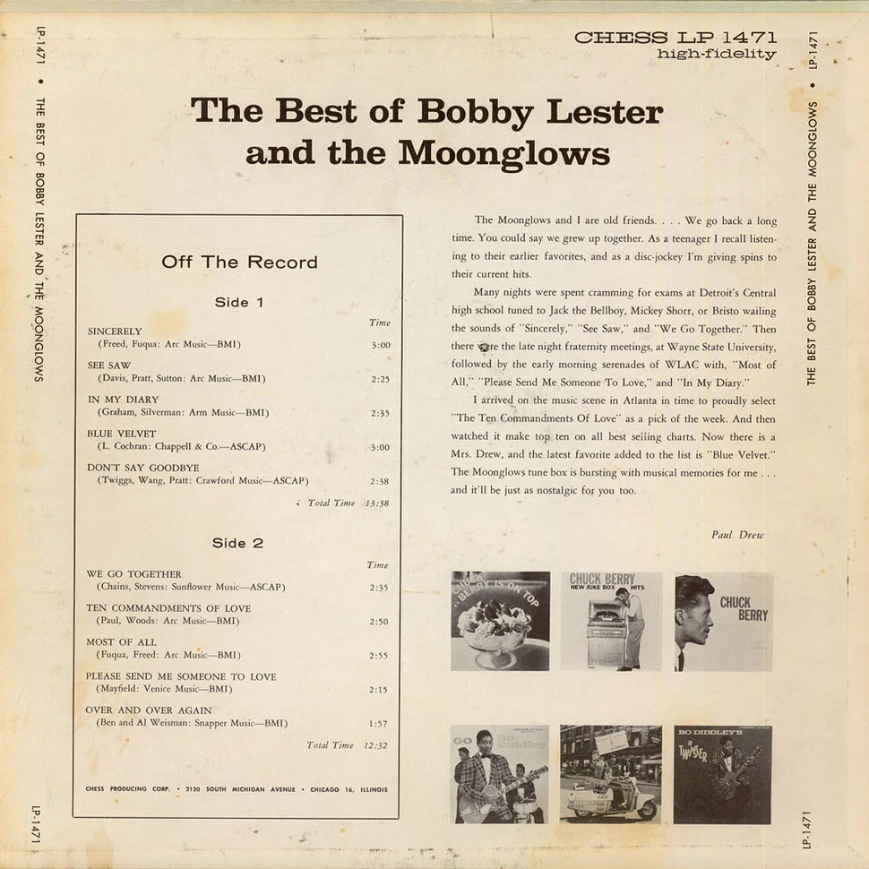 Bobby Lester And The Moonglows - The Best Of Bobby Lester And The Moonglows