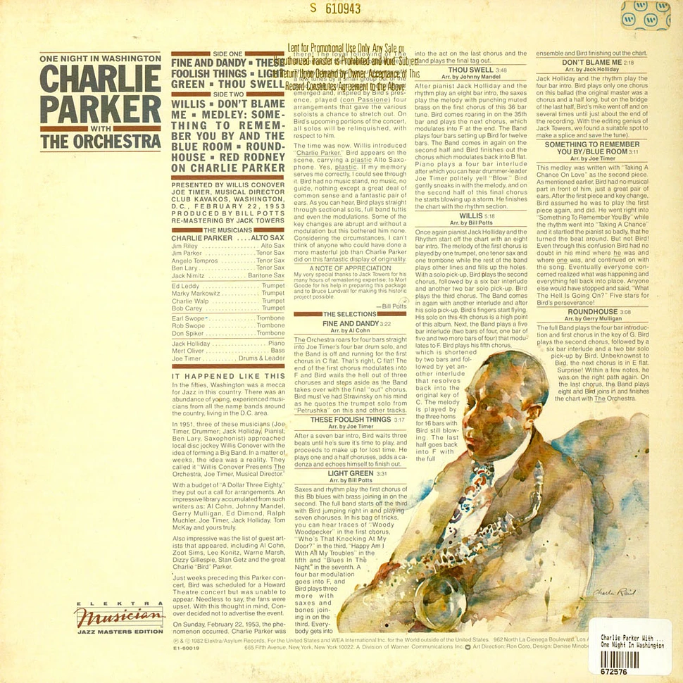 Charlie Parker With The Orchestra - One Night In Washington