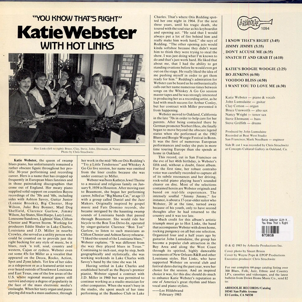 Katie Webster With Hot Links - You Know That's Right
