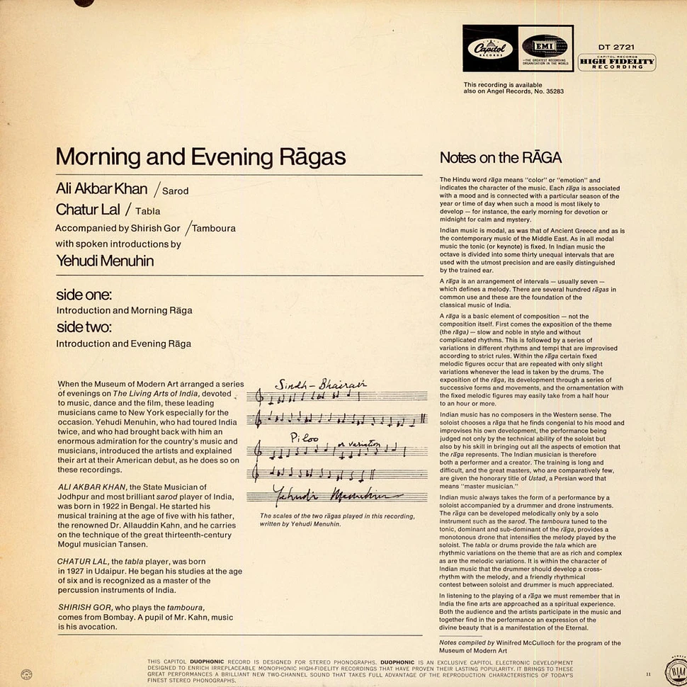 Ali Akbar Khan - Music Of India, Morning And Evening Ragas