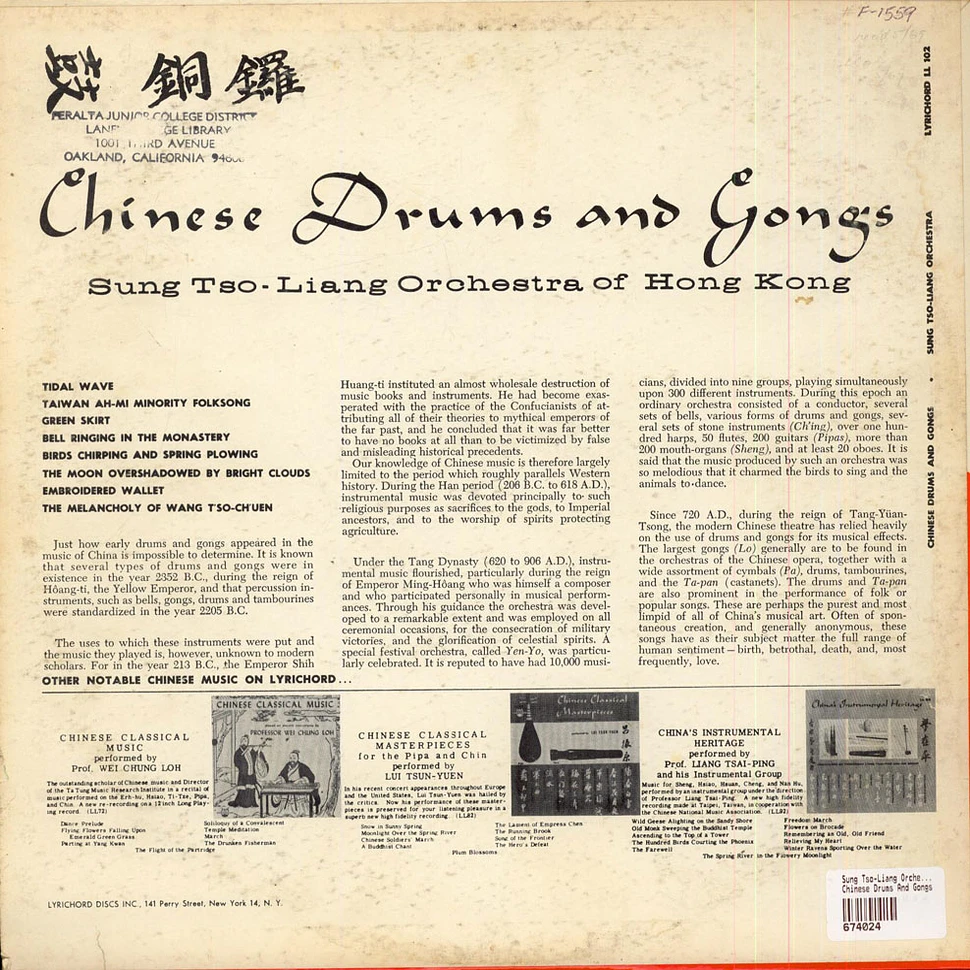 Sung Tso-Liang Orchestra Of Hong Kong - Chinese Drums And Gongs