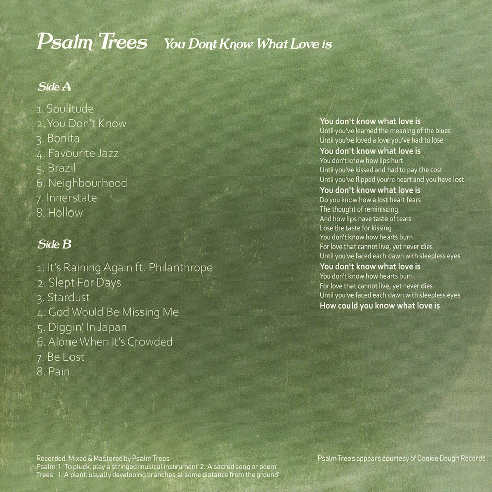 Psalm Trees - You Don't Know What Love Is Green Vinyl Edition