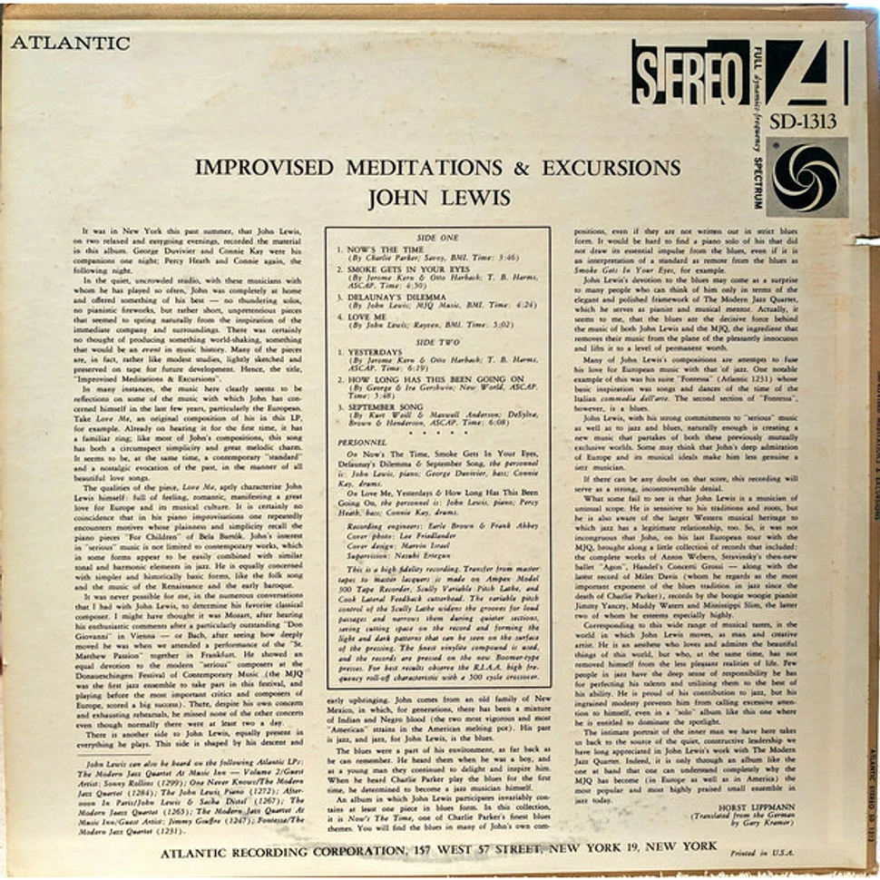 John Lewis - Improvised Meditations & Excursions