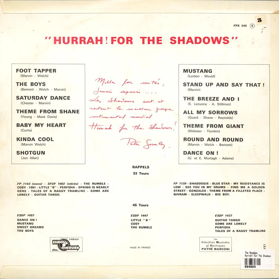 The Shadows - Hurrah! For The Shadows