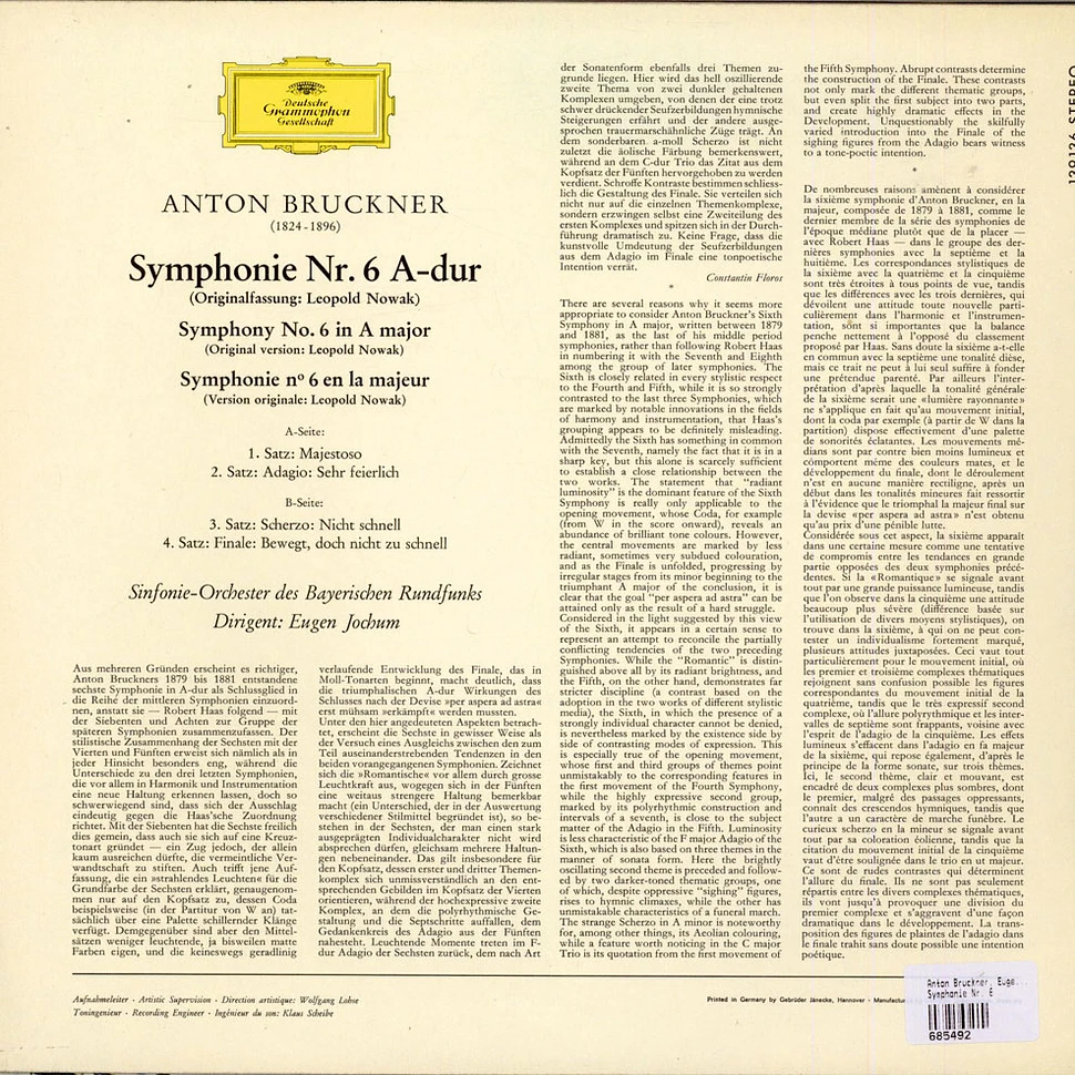 Anton Bruckner ‧ Eugen Jochum ‧ Symphonie-Orchester Des Bayerischen Rundfunks - Symphonie Nr. 6