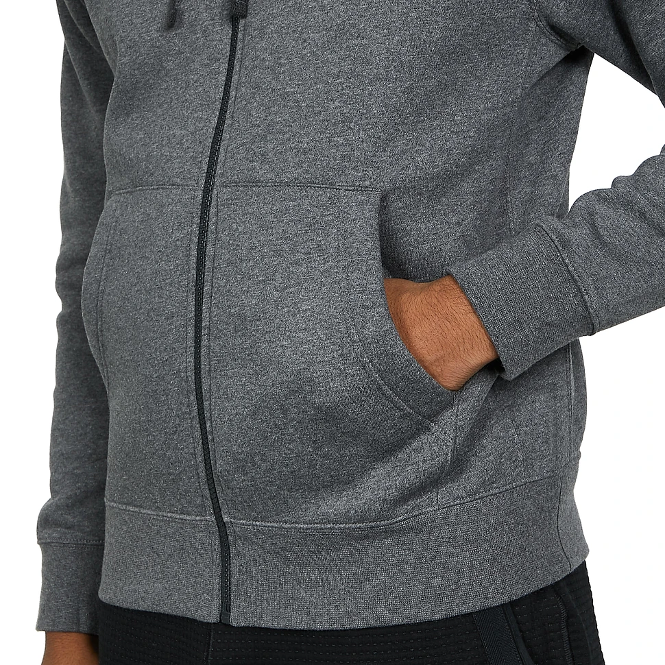 Nike Men's Sportswear Club Fleece Full-Zip Hoodie BV2645-071 - Charcoal Heather/Anthracite/White - L