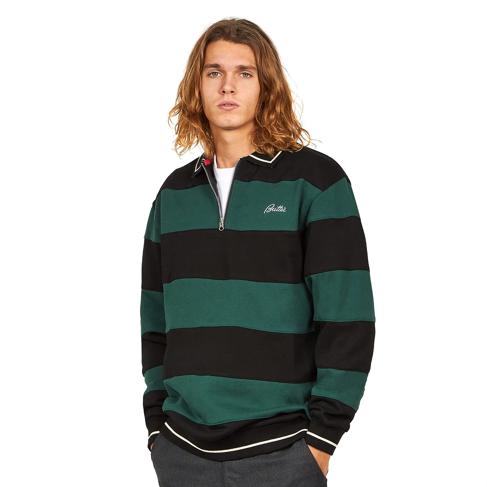 Butter Goods - Ivy Stripe 1/4 Zip Pullover