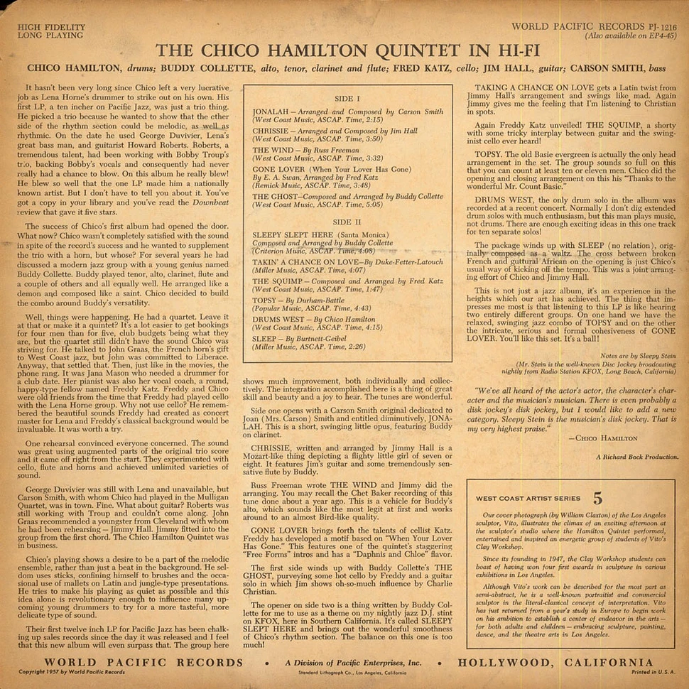 The Chico Hamilton Quintet - Chico Hamilton Quintet In Hi-Fi