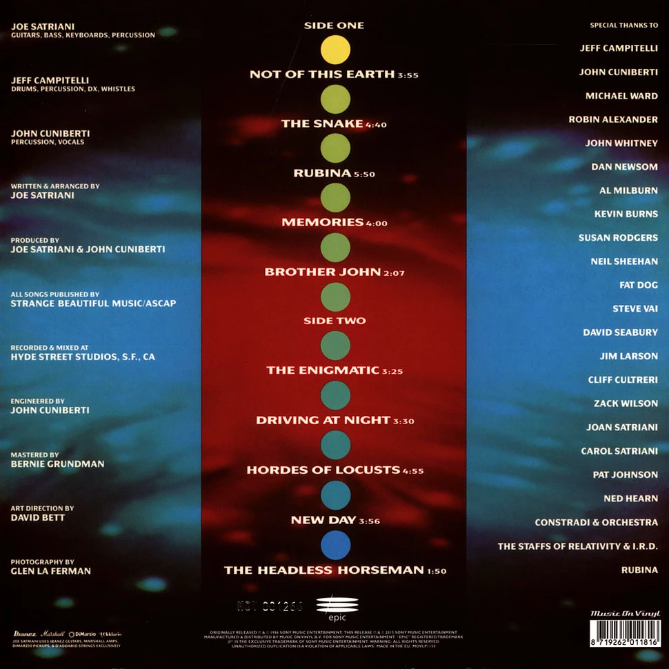 Joe Satriani - Not Of This Earth Colored Vinyl Edition
