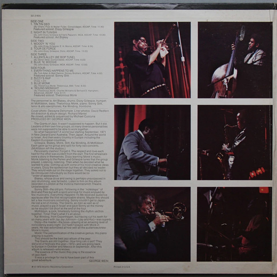 Art Blakey, Dizzy Gillespie, Al McKibbon, Thelonious Monk, Sonny Stitt, Kai Winding - The Giants Of Jazz