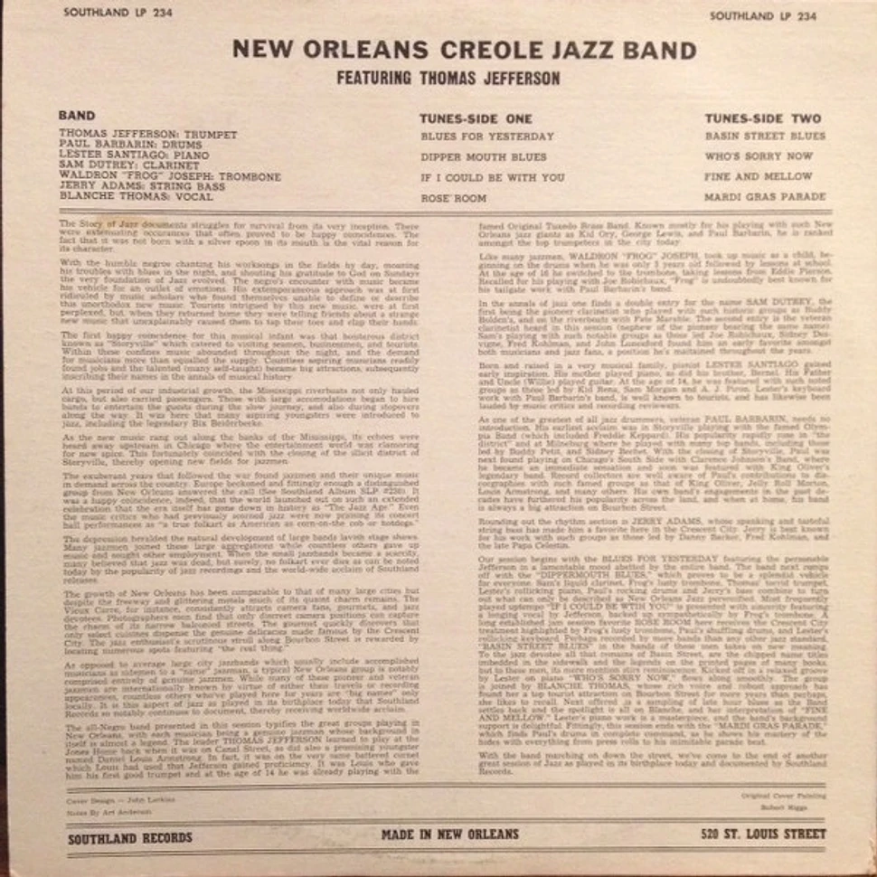 Thomas Jefferson And His Creole Jazz Band - New Orleans Creole Jazz Band Featuring Thomas Jefferson