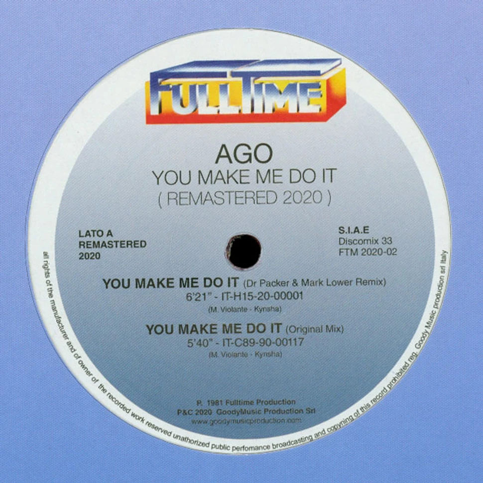 Ago - You Make Me Do It Red-Transparent Vinyl Edition