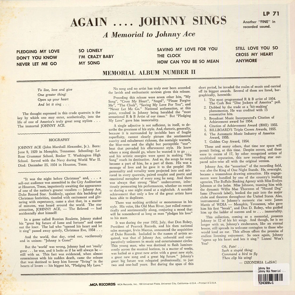 Johnny Ace - Johnny Ace Memorial Album