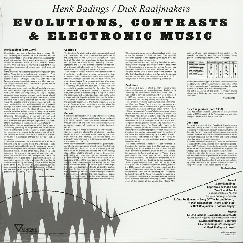 Henk Badings / Dick Raaijmakers - Evolutions, Contrasts & Electronic Music