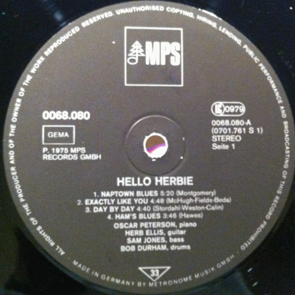 The Oscar Peterson Trio With Herb Ellis - Hello Herbie