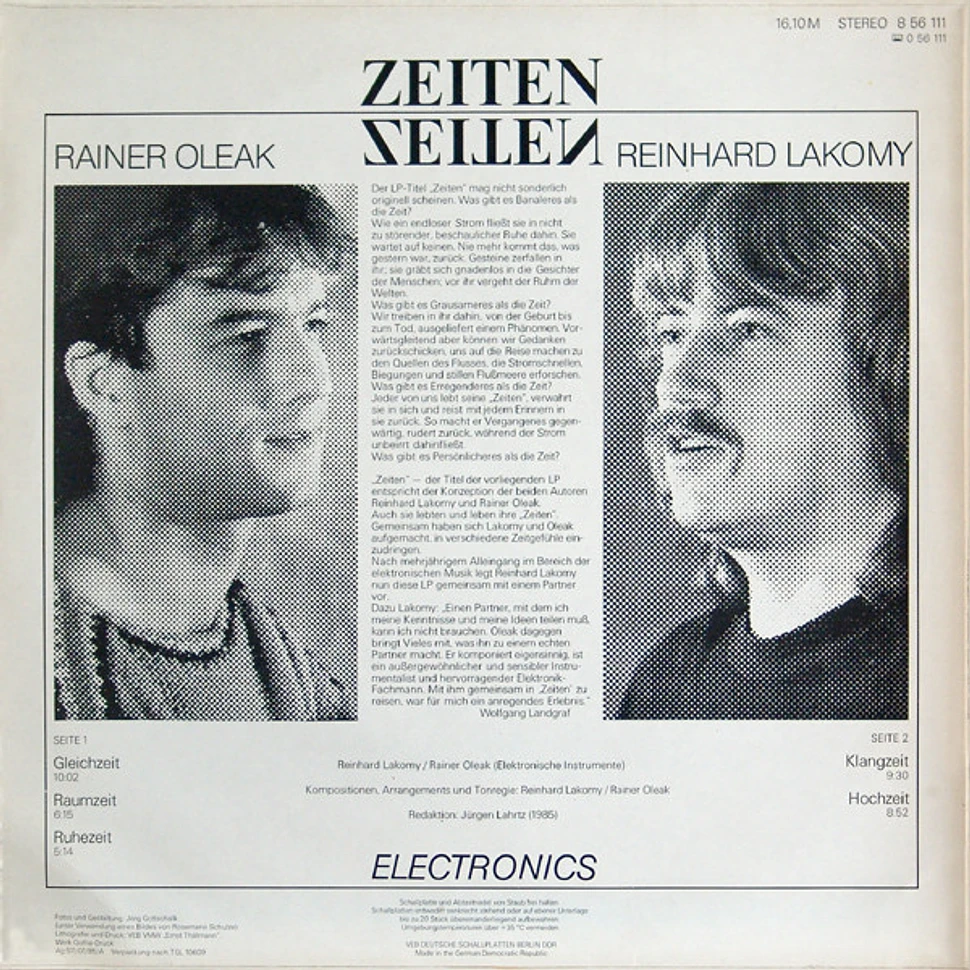 Reinhard Lakomy & Rainer Oleak - Zeiten