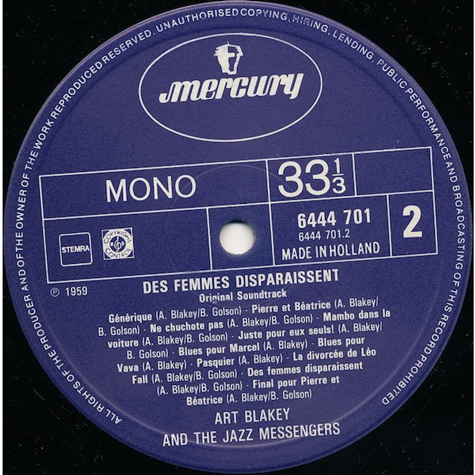 The Miles Davis Quintet / Art Blakey & The Jazz Messengers - Ascenseur Pour L'échafaud * Des Femmes Disparaissent