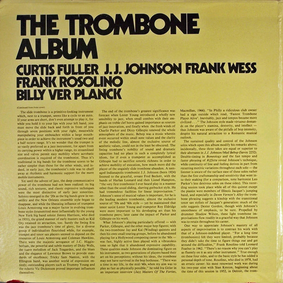 Curtis Fuller, J.J. Johnson, Frank Rosolino, J. Billy VerPlanck, Frank Wess - The Trombone Album