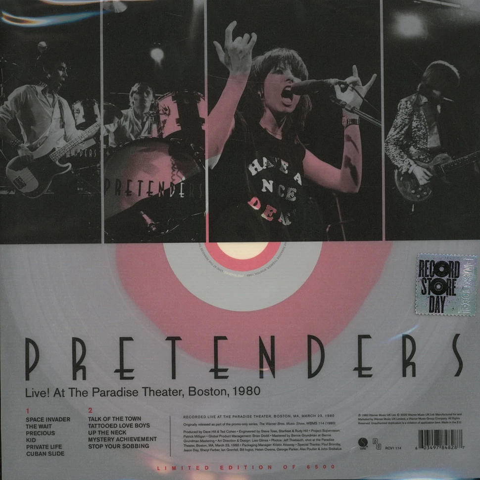 The Pretenders - Live! At The Paradise, Boston, 1980 Clear Record Store Day 2020 Edition