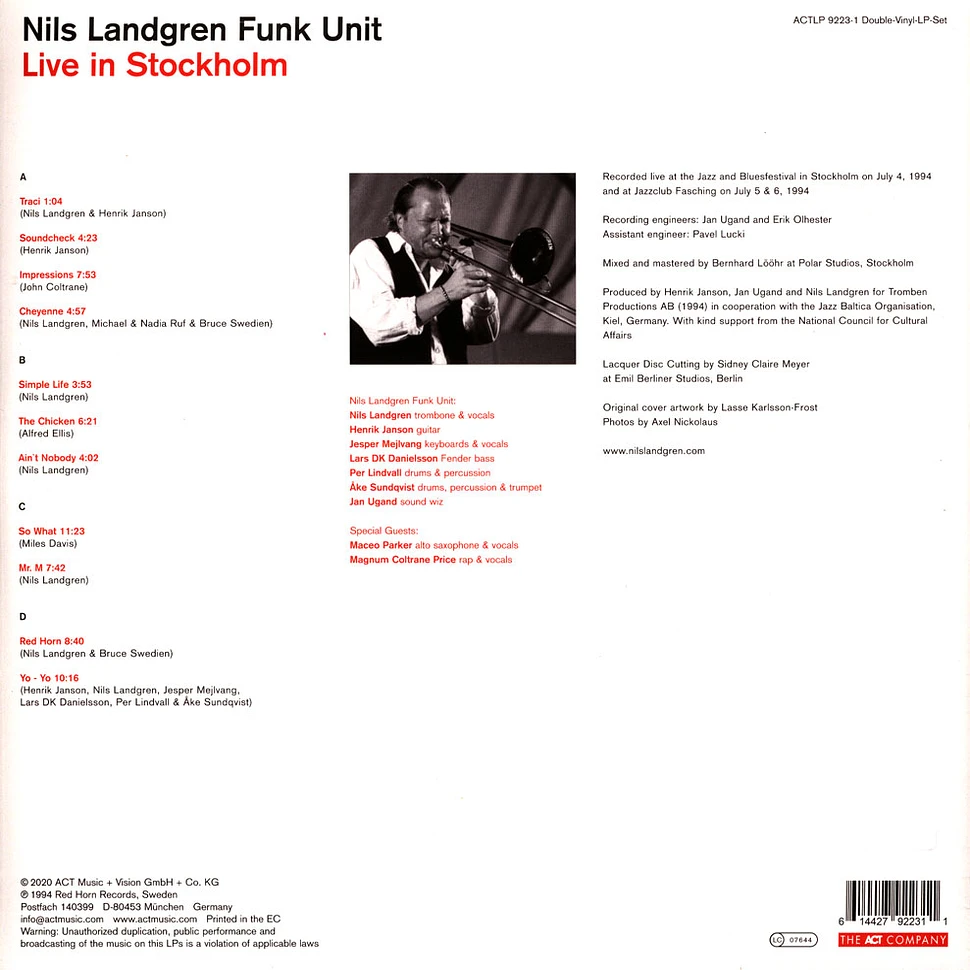 Nils Landgren Funk Unit - Live In Stockholm Record Store Day 2020 Edition