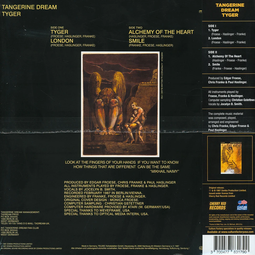 Tangerine Dream - Tyger Yellow Vinyl Record Store Day 2020 Edition