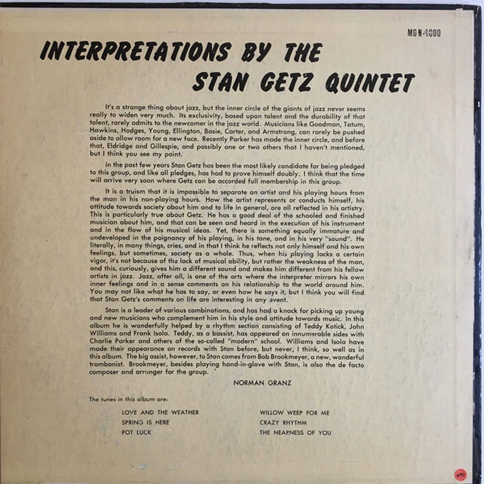 Stan Getz Quintet - Interpretations By The Stan Getz Quintet