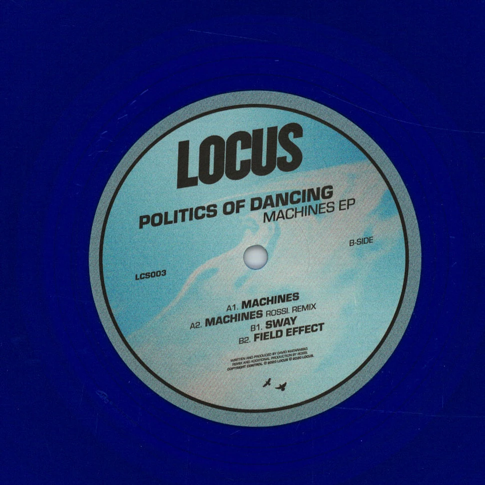 Politics Of Dancing - Machines EP Rossi. Remix Transparent Blue Vinyl Edition
