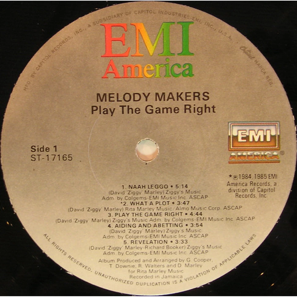 The Melody Makers Featuring Ziggy Marley - Play The Game Right