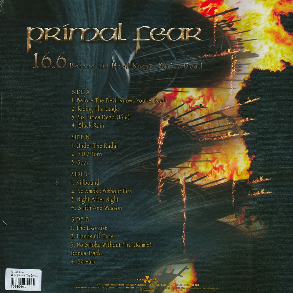 Primal Fear - 16.6 (Before The Devil Knows You're Dead) Red/Black Vinyl Edition