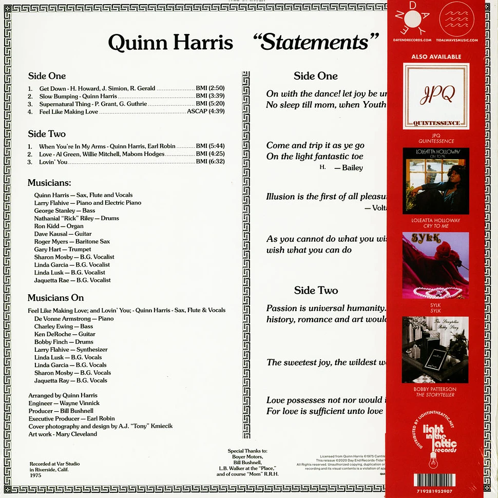 Quinn Harris - Statements