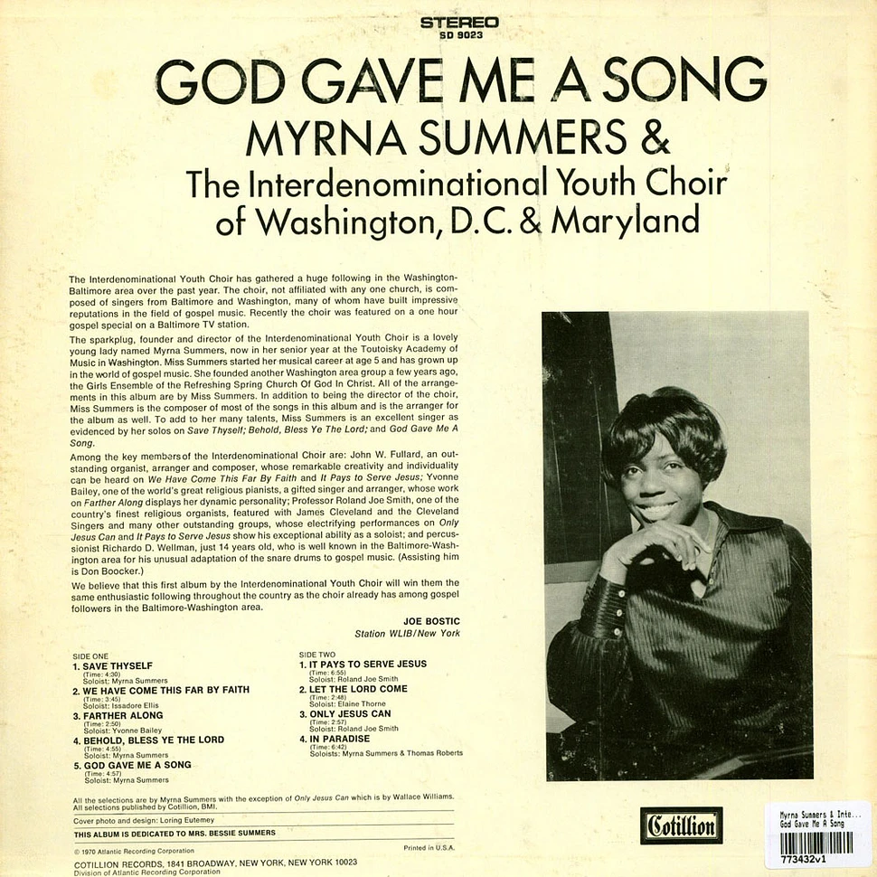 Myrna Summers & Interdenominational Youth Choir Of Washington, D.C & Maryland - God Gave Me A Song