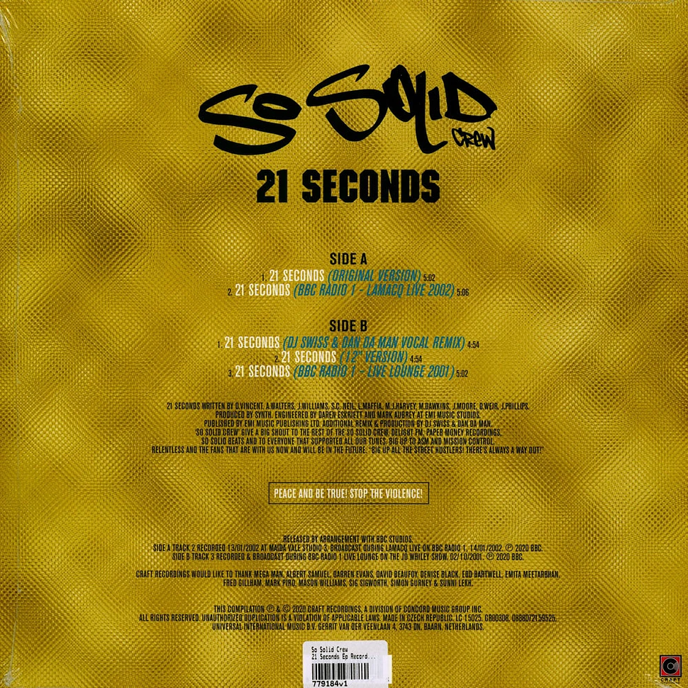 So Solid Crew - 21 Seconds Ep Record Store Day 2020 Edition