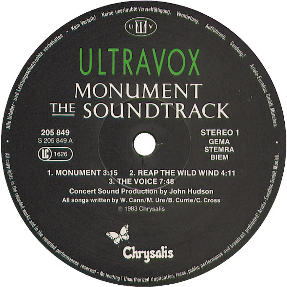 Ultravox - Monument The Soundtrack