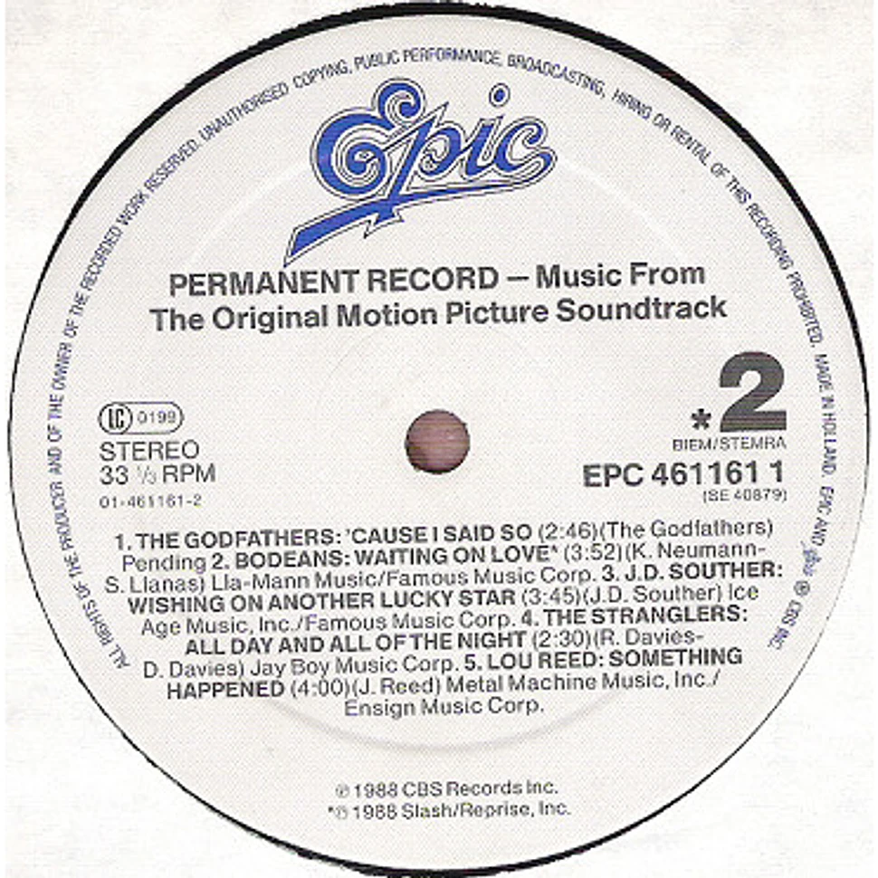 V.A. - Permanent Record (Music From The Original Motion Picture Soundtrack)