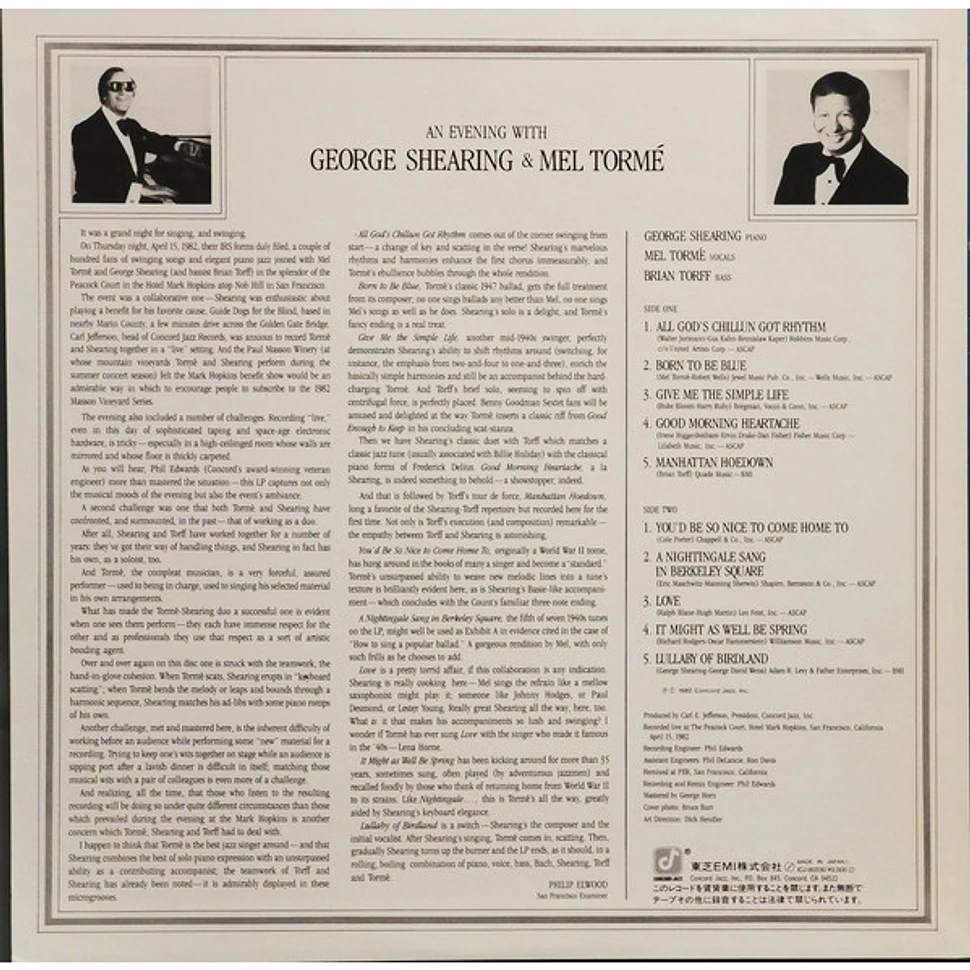 George Shearing And Mel Tormé - An Evening With George Shearing And Mel Tormé