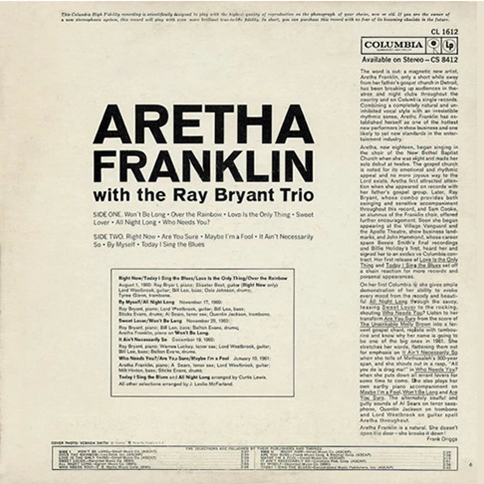 Aretha Franklin With The Ray Bryant Combo - Aretha