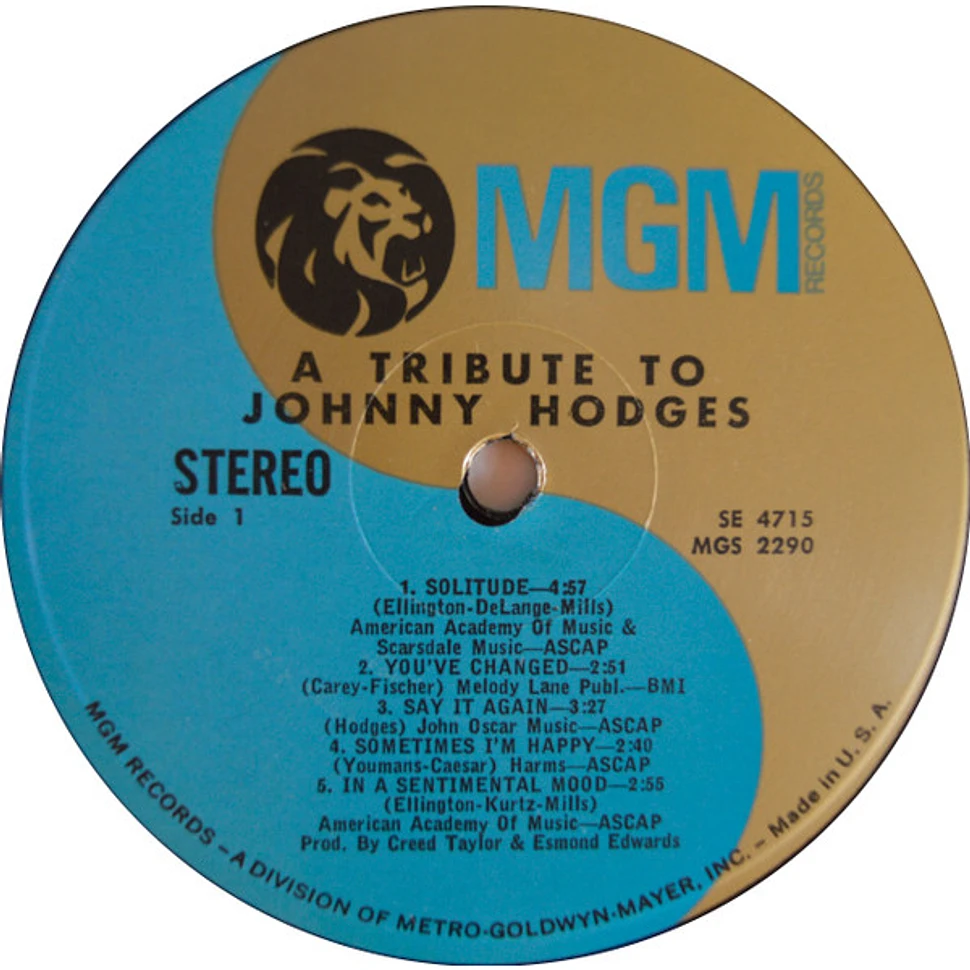 Johnny Hodges - A Tribute To Johnny Hodges