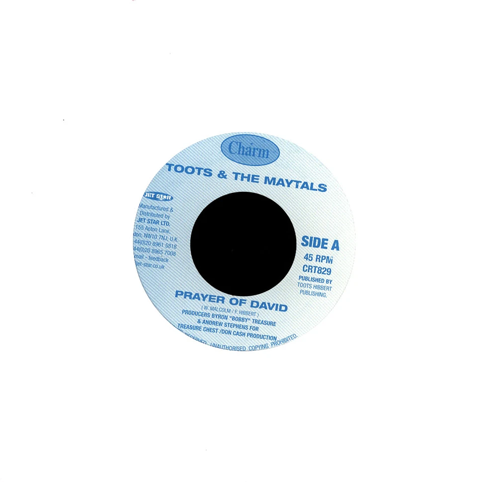 Toots And The Maytals / Bobby Treasure - Prayer Of David / Horn Of Blessing