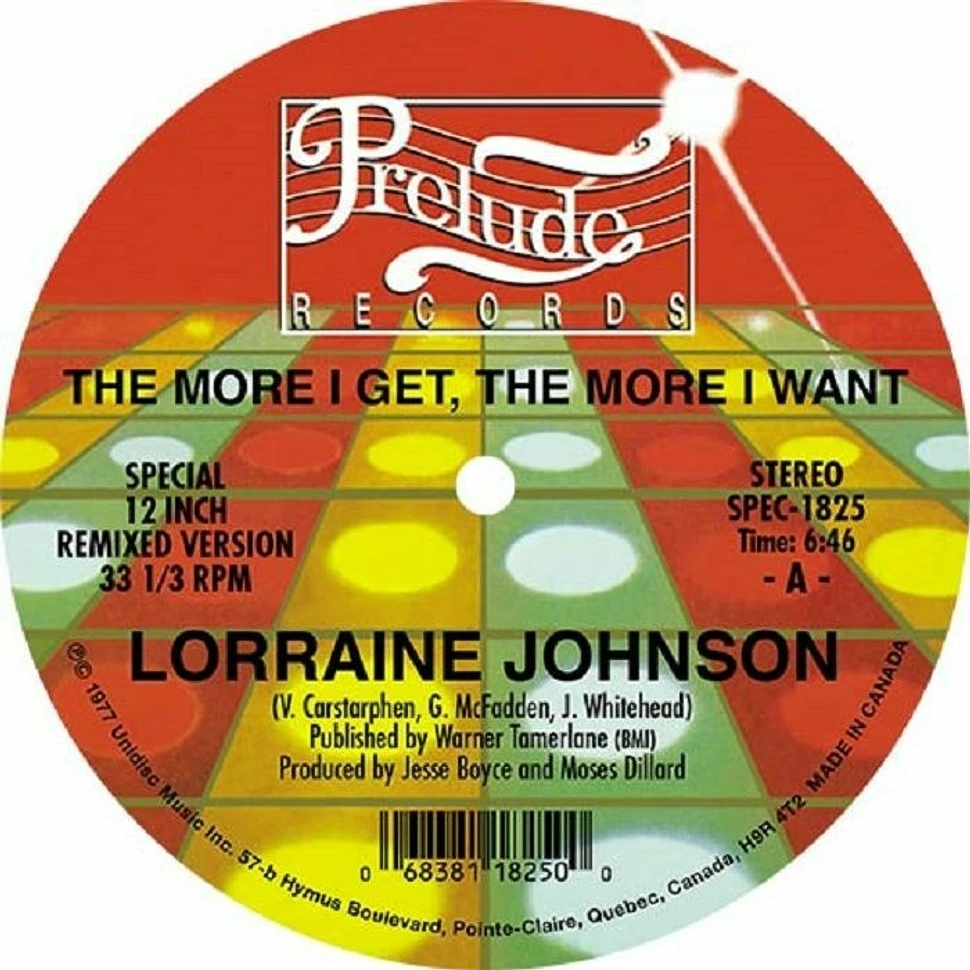 Lorraine Johnson - The More I Get, The More I Want - Vinyl 12